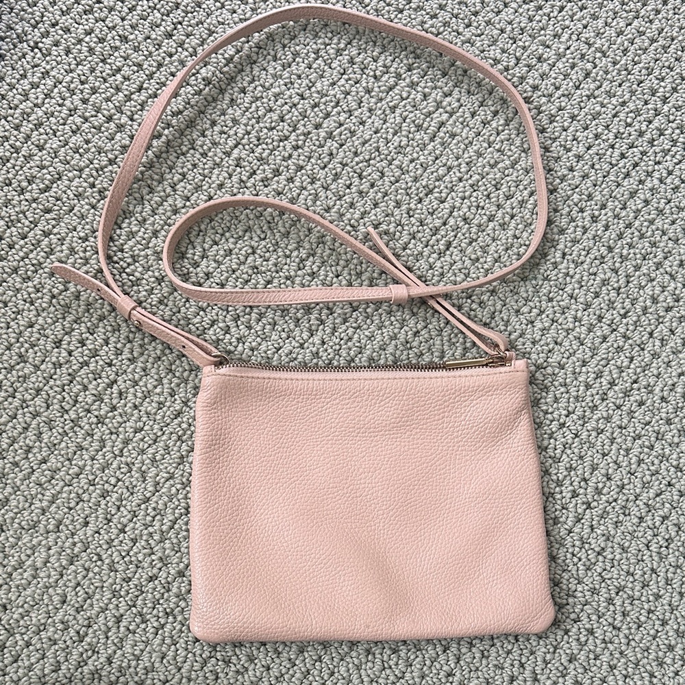 Cuyana beige crossbody pouch